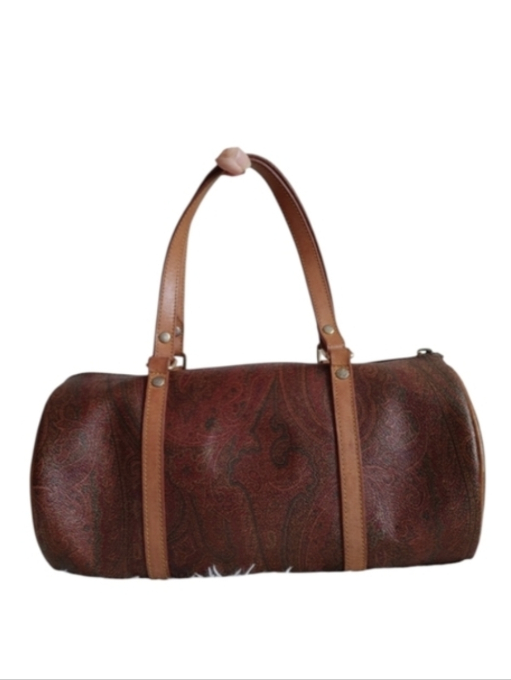ETRO Milano Paisley Brown Leather Barrel Bag